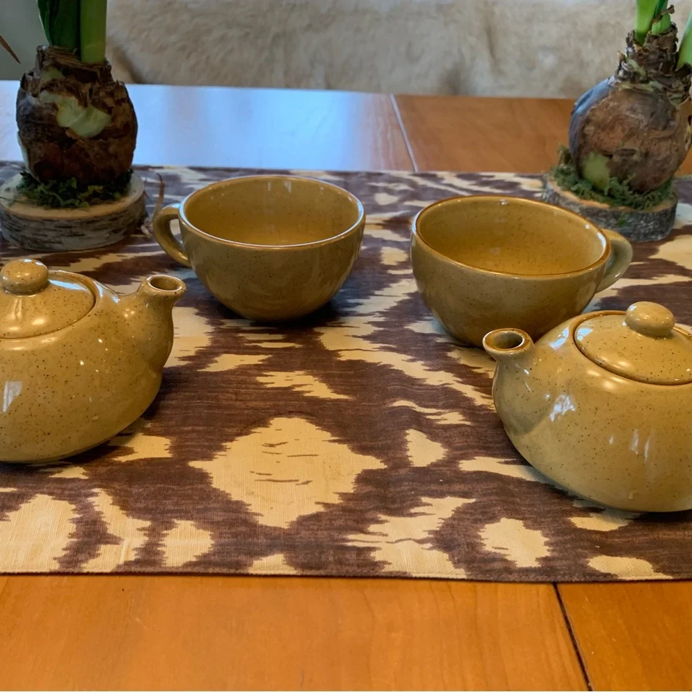 Pier 1 imports, stacking, stoneware, mug, and teapot set of two